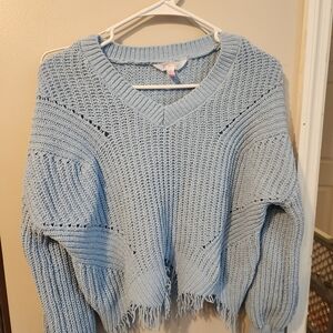 No Boundaries Light Blue V-Neck Sweater